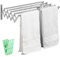 JUPPLIES Tendedero Extensible Pared 160cm - Tendedero Plegable de Pared de Interior o Exterior Apto para Todo Tipo de Ropa con 5 Barras de Secado - 10 Pinzas Incluidas