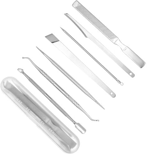 QWORK® Set 7 Pcs per Unghie Incarnite, Strumenti Professionali in Acciaio Inossidabile per Pedicure e Manicure, Rimozione e Pulizia Sotto le Unghie