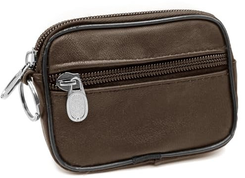 Charmoni - Portefeuille - Porte Monnaie - Multi Poches - en Cuir véritable - Top qualité - pour Homme (1, Marron foncé)