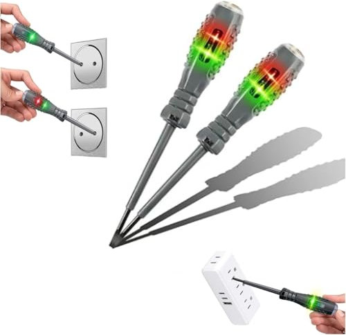 2PCS 2-in-1 High Torque Strong Magnetic Screwdriver Electricity Detector,Electrical Tester Screwdriver,Voltage Testers Screw-Driver,Tester Screw-Driver,Portable Set(Flat-Head+Cross-Head)