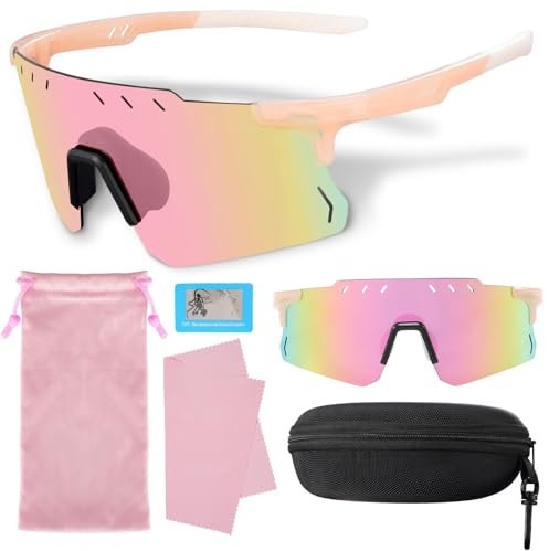 Uilfsur Schnelle Brille Rave Sonnenbrille Damen Polarisiert,Fahrradbrille Sunglasses Damen UV400,Sportbrillen für Outdoor-Aktivitäten wie Reiten Skifahren Angeln Laufen Reisen usw