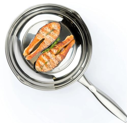 David Burke Regency Stainless Steel 10 Fry Pan with Pouring Spouts – Rapid Heating Base, Riveted Handle for Durability and Control