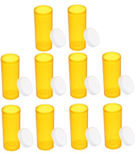 OATIPHO 10 Piezas frascos dispensadores de pastillas mini bote de pastillas frasco vacio pequeñas botellas tarro páginas Orange