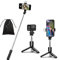 Treppiede per selfie stick con luce, 4 in 1 portatile con telecomando wireless rimovibile,compatibile con iPhone 16/15 Pro Max/15/14 Pro/14/13, GoPro, Samsung, LG, Google
