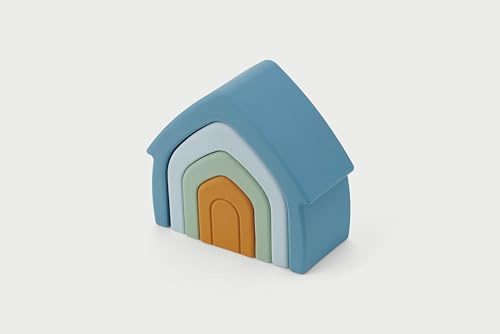 tickit Silisoft Stacking Houses – 4 Stackable Silicone House Sections for Fine Motor Skills, Creative Building & Open-Ended Play, Neutral