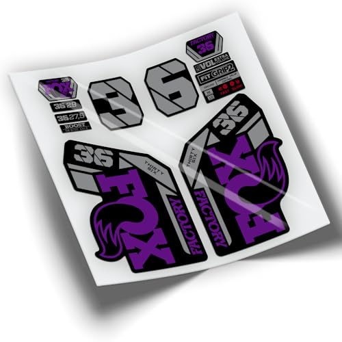 REF:VP424 Autocollants compatibles avec fourche FOX 36 2021-2025 KASHIMA BICOLOR MTB, autocollants, autocollants, vinyles pour vélos de montagne. (VIOLET)