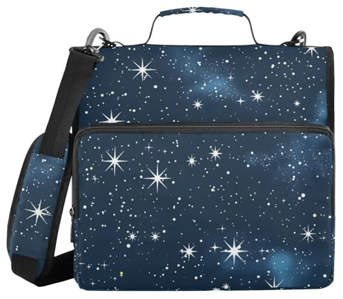 ALAZA Star Starry Sky 3 Ring School Zipper Binder 500 Sheets Expanding File Folder Bag Case Briefcase with Shoulder Strap