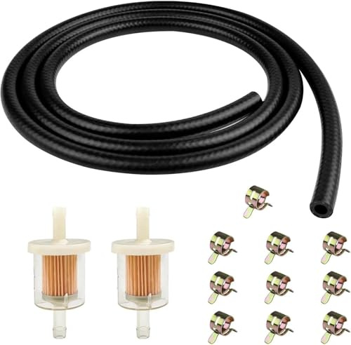 Crynvor 2M Durite Essence Ø 8mm, Durite Essence Tondeuse Refroidissement, Tuyau Essence Debroussailleuse, Tuyaux, Gasschlauch, Benzinschlauch Kit, Filtre Carburant, pour Petits Moteurs,Moto,Voiture