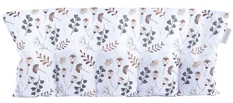 LOOLAY Kirschkernkissen Mikrowelle 50x20 cm – Wärmekissen Bio Baumwolle – Kirschkern Kissen mit 5 Kammern – Ideal bei Muskelverspannungen und Menstruationsbeschwerden (blumen braun)