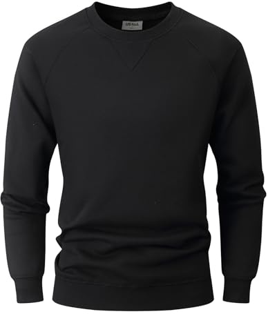 USALL Sweatshirts für Herren Baumwolle Schwergewicht Pullovers Männer Langarm Casual Sweatshirt