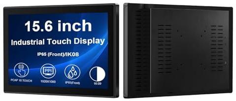 VSDISPLAY Monitor industriale Touch 15.6 pollici, 1920×1080, 250 nits | contrasto 3000:1, frontale IP65, tocco 10 punti, temperatura estesa