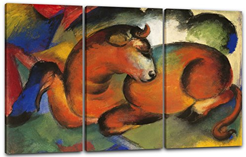 Leinwand 3-teilig(120x80cm): Franz Marc - Roter Stier (1912)