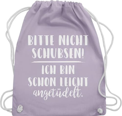 Shirtracer Turnbeutel Rucksack - Festival Zubehör - Bitte nicht schubsen ich bin schon leicht angetüdelt I Party - Unisize - Pastell Lila - bieroutfit festival-bag geschenk weihnachten sauf beutel