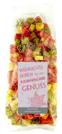 1x 250 gr. Nudeln Geschenk Kundengeschenk Weihnachten Nikolaus - Motiv: Weihnachtsstern