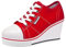 ANUFER Mujer Tacón de Cuña con Cordones Lona Zapatos Deportivos Alpargatas SN02435 Rojo EU38