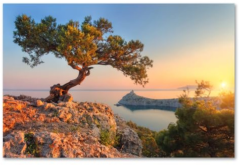 Postereck - 2642 - Sonnenuntergang, Adira Natur Landschaft Kroatien - Wandposter Fotoposter Bilder Wandbild Wandbilder - Leinwand - 75,0 cm x 50,0 cm