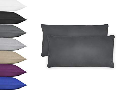 NatureMark 2er Pack Microfaser Kissenbezug 100% Polyester Kissenhülle mit Reißverschluss 40x80cm Anthrazit grau