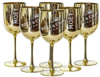 Moët & Chandon Ice Impérial Champagner & Prosecco Acryl Gläser Becher mit einem Set Papieruntersetzer gold