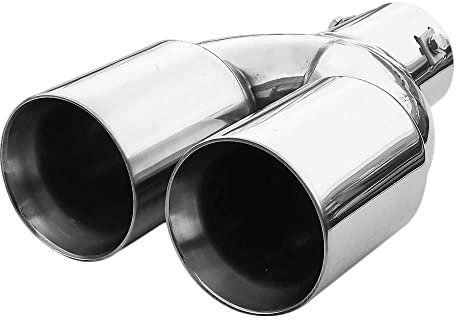 Universell Auspuffblende Doppelrohr Endrohr Edelstahl Auto Endrohrblenden Auspuffendrohr Auspuffrohr Tuning Schalldampf Blende Sport Rund Chrom Auspuffspitzen