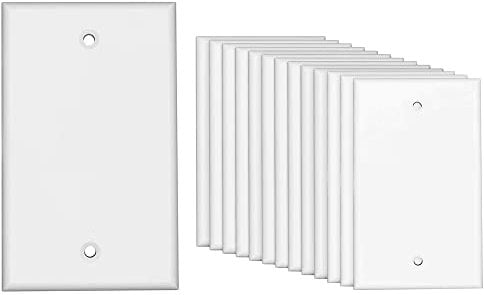 NewYorkCables Pack of 10 Blank Wall Plate Cover| White Blank Switch Plate Covers| Standard Size 4.50 x 2.76|ABS Plastic Made 0 Port Face Plate| Decorative Wall Plate| Switch Plate Outlet Cover