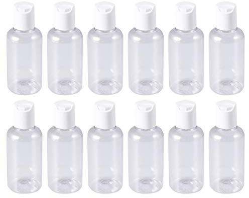 Cabilock 15Pcs 50ml Plastic Press Cap Bottle Empty Lotion Shampoo Bottle Refillable Travel Clear Containers with Disc Top Flip Cap