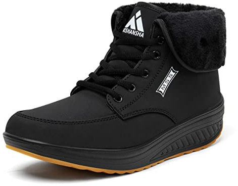 Mishansha Stivali da Neve da Donna Antiscivolo Scarponcino Invernali Piattaforma Stivali Fitness Scarpe Dimagranti nero 38