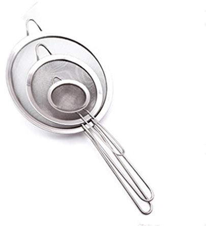 LOMOOC Juego Tamices Cocina Malla Fina,Hechos a Mano, para Quinoa y con cómodos Mangos Antideslizantes - 3 tamaños 8 cm, 14 cm, 20 cm