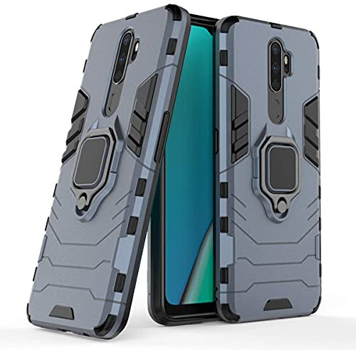 Max Power Digital Funda para móvil OPPO A9 2020 / OPPO A5 2020 con Soporte Anillo Metálico Magnética Imán - Carcasa Híbrida Antigolpes Resistente (OPPO A9 2020 / OPPO A5 2020, Azul Marino)