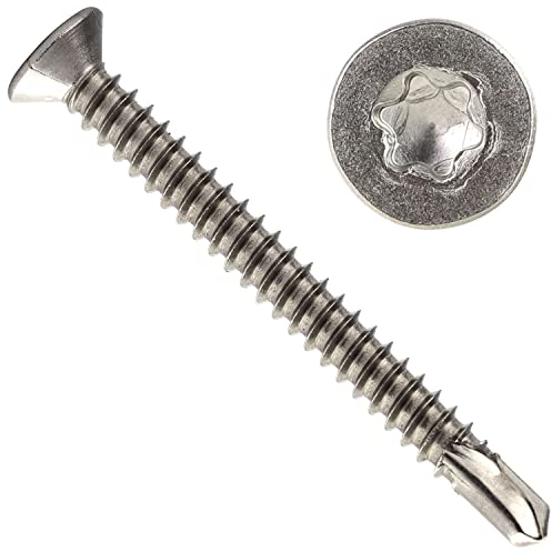 OPIOL QUALITY® Bohrschrauben mit Senkkopf Form OTORX DIN 7504 / ISO 15482 4,8x50 mm aus Edelstahl A2 V2A (200 Stück) Innensechsrund TX Senkkopf-Schrauben Blechschrauben