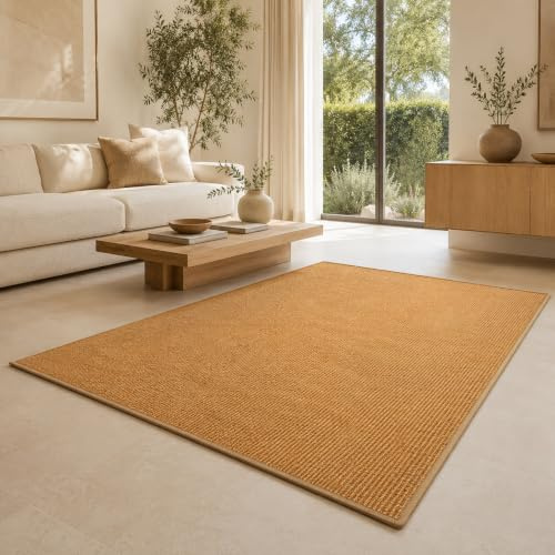 Floordirekt Sisal Teppich 100% Sisal Naturteppich, 100 x 350 cm Kork | Rutschhemmender Latexrücken, Sisal Läufer, Gekettelte Kanten, Für Wohnzimmer, Flur & Esszimmer