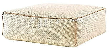 MOCOFO Home Decor 3D Webmuster Leder Sofa Hocker PVC Modern Minimalistisch Quadratisch Kunststoff Leder Ottoman Pouf (Beige, 45 x 45 x 15 cm)