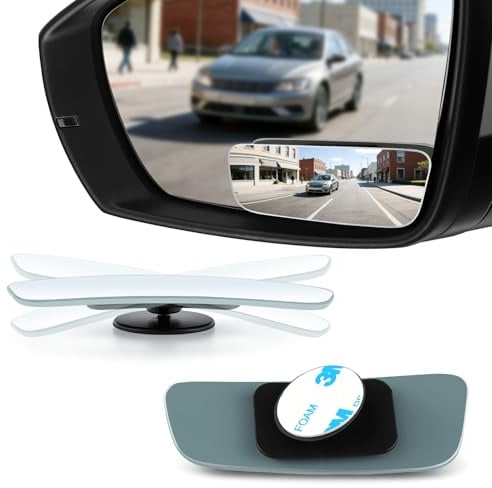 LivTee 2 Stück Toter Winkel Spiegel Rechteckig Geformt HD Glas Rahmenlos Konvex Rückspiegel mit Weitwinkel Einstellbar Stick für Autos SUV und LKW