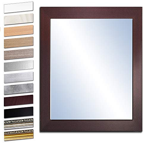 Bilderdepot24 Espejo de pared para baño, marco de madera, con cristal auténtico, color wengue, aprox. 80 x 60 cm I SUA-6071 V-IV