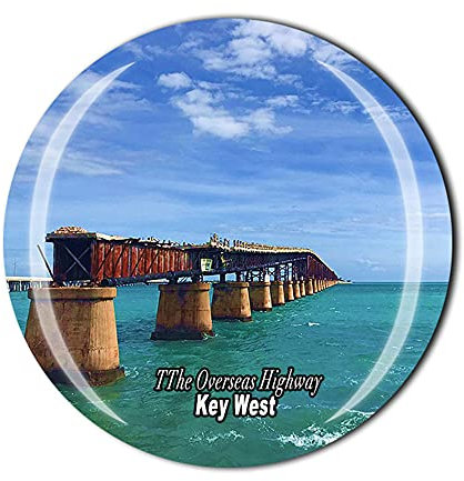 Kühlschrankmagnet, Motiv: The Overseas Highway Key West Florida USA Amerika Amerika Kristall Tourist Souvenir Geschenkkollektion Kühlschrank Magnetaufkleber
