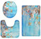 Britimes Badezimmerteppich-Set, 3-teilig, Badematten-Set für Badezimmer, blau, abstrakt, Strand, kein Rutschen, waschbarer Bezug, Bodenteppich, Dekorationen für Küche, Badezimmer, Schlafzimmer