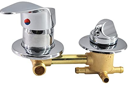 Robinet Douche Mitigeur, Mitigeur de douche à intubation 2/3/4/5 voies, vanne de dérivation de salle de bain en laiton réglable interrupteur de commande manuel robinet chaud et froid (4 Sorties)