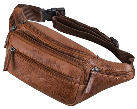 STILORD 'Zion' Vintage Gürteltasche Echtleder als Bauchtasche Umhängetasche oder Brusttasche Cross-Body Bag Hüfttasche Männer Damen Handy Festival Leder, Farbe:Napoli - braun
