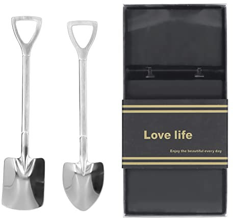 Hapivida 2Pcs in Acciaio Inox Pala Cucchiaini Set novità Spade Cucchiaini da Gelato Cucchiaio da Dessert caffè Zucchero Anguria Stoviglie di Moda(d'Argento)