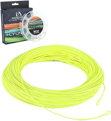 Maximumcatch Fliegenfischen Schnur mit Schlaufen, schwimmende Fliegenschnur 30,5m lang, WF3F/4F/5F/6F/7F/8F, sechs Farbe (WF3F, Gelb)