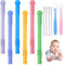 Vicloon Beißring Baby, 12-Teiliges Set Beißröhrchen Silikon, 6 Stück Zahnungshilfe Mit 2 Babylöffel+4 Reinigungsbürste für Baby 6-12 Monate Sensorisches Kauen Molar Spielzeug