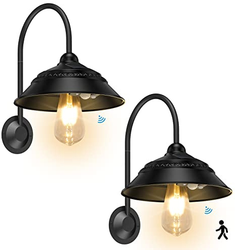 Aqonsie Solar Scheunenleuchten Außen, Solar Vintage Rustikale Solar Hühnerstall Licht mit 3 Beleuchtungsmodi & Bewegungsmelder, Wasserdicht Outdoor Solar Wandhalterung Licht für Scheune, Schuppen,