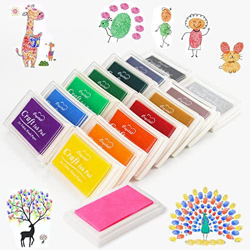 Zhongtou 15 Farben Stempelkissen Bunt Fingerabdrücke Set 7,5 x 5,5 cm Fingerstempelfarbe Kindes Ungiftig Abwaschbar Stamp Pad für Papier Handwerk Stoff Malerei Scrapbooking Silikonstempel
