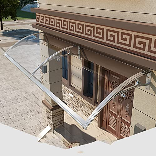 GHQYP Moderne Fenster-Markisen-Türüberdachung, Polycarbonat-Abdeckung, Terrassenüberdachung für den Außenbereich, UV-Regen, Schnee, Sonnenlichtschutz, Veranda-Markise mit silberner Halte