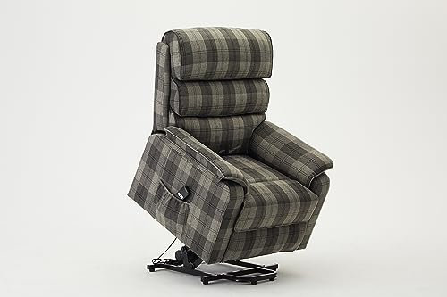 Home Detail Electric Recliner Lift And Tilt Armchair Riser Armchair Faux Leather And Tartan (Grey Tartan)