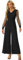 Allegra K Women's Elegant V Neck Mesh Long Sleeve Loose Wide Leg Romper Party Jumpsuits Black M