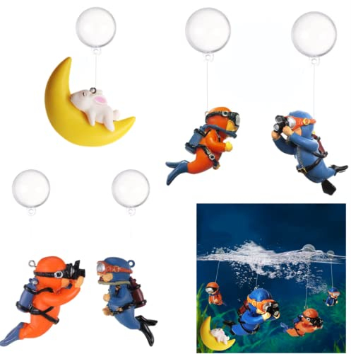 5 Stück Aquarium Dekoration, Aquarium Dekorationen Taucher, Aquarium Ornament Arten Fische Spielzeug Zubehör Deko Landschaftszubehör für Aquarium und Aquarien