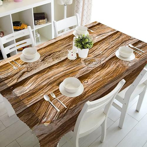 ROLETI Tischdecke Holzoptik Abwaschbare Tischdecken Pflegeleicht Antifouling Rechteckige Tischdecken für Home Küche Schulanfang Deko Picknick Stehtisch Weihnachten Tischdecken (152x259 cm)