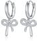 Reffeer Solide 925 Sterling Silber Schleife Creolen für Frauen Schleife Baumeln Ohrringe Schleife Huggie Ohrringe Tropfen (A-Silver)