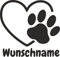 Skins4u Autoaufkleber Wandtattoo mit Wunschnamen selber gestalten Hunde Namen Pfote mit Herz Haustier für Auto Wand Spiegel