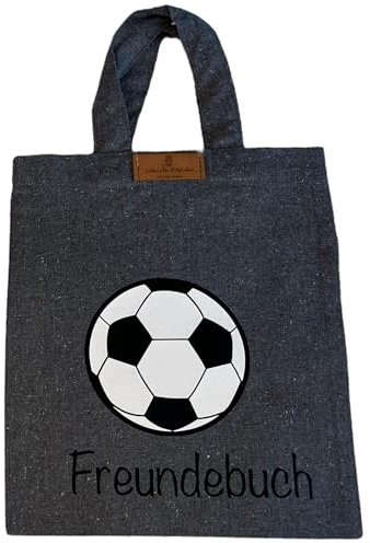 LeMaLuMa | Personalisierte Freundebuchtaschen aus recycelter Baumwolle | Freundebuch Tasche mit Name und Motiv (Fussball)